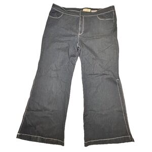 Eloquii Denim Wide Leg Cropped Jeans Womens Size 20 Blue Culotte‎ Slit Hem